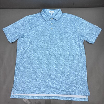 Peter Millar Shirt Mens XL Blue Lizard King Summer Comfort Crest International