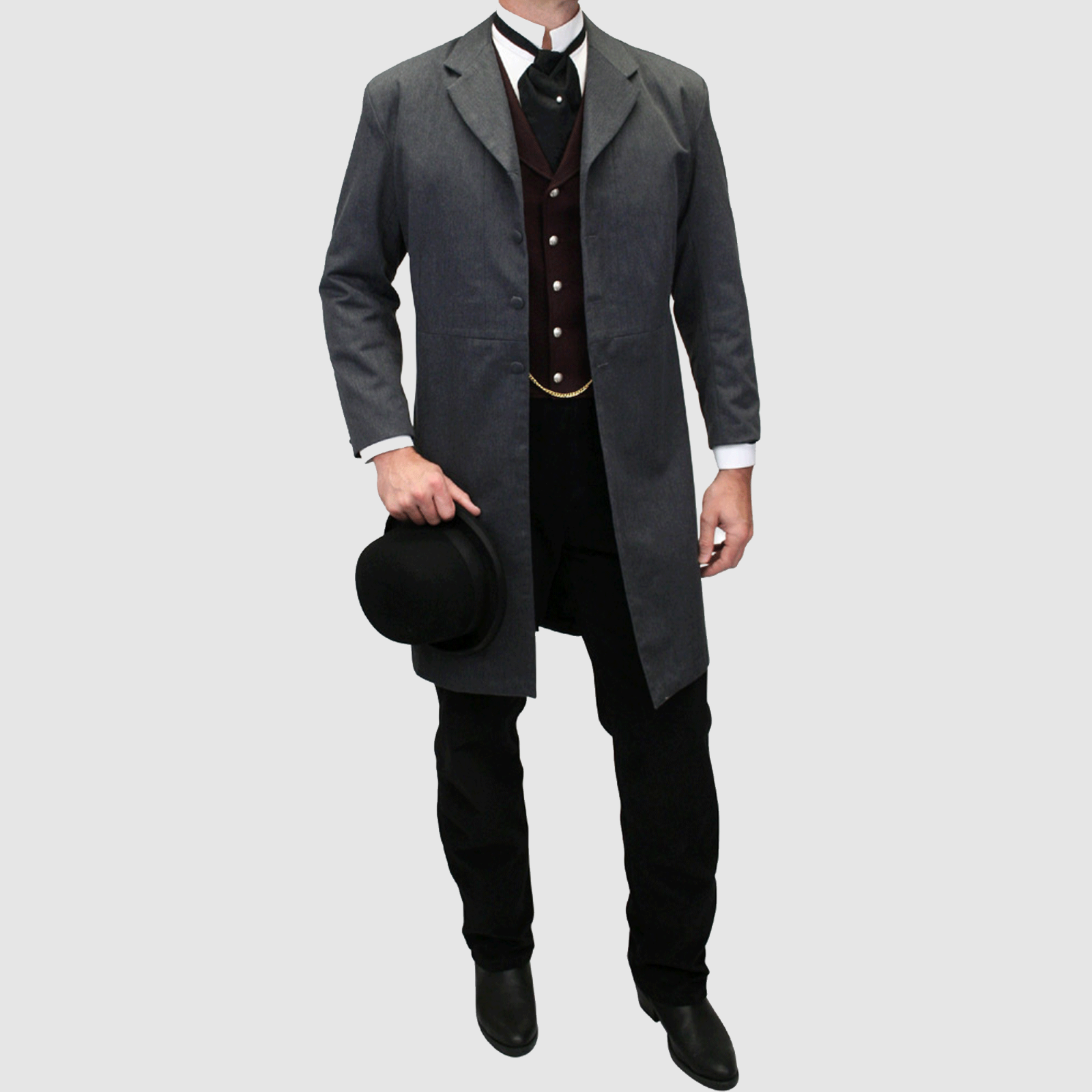 Pre-owned 100% Men's Tall, Dark And Mysterious, Our Charcoal Callahan Frock Coat In Gray