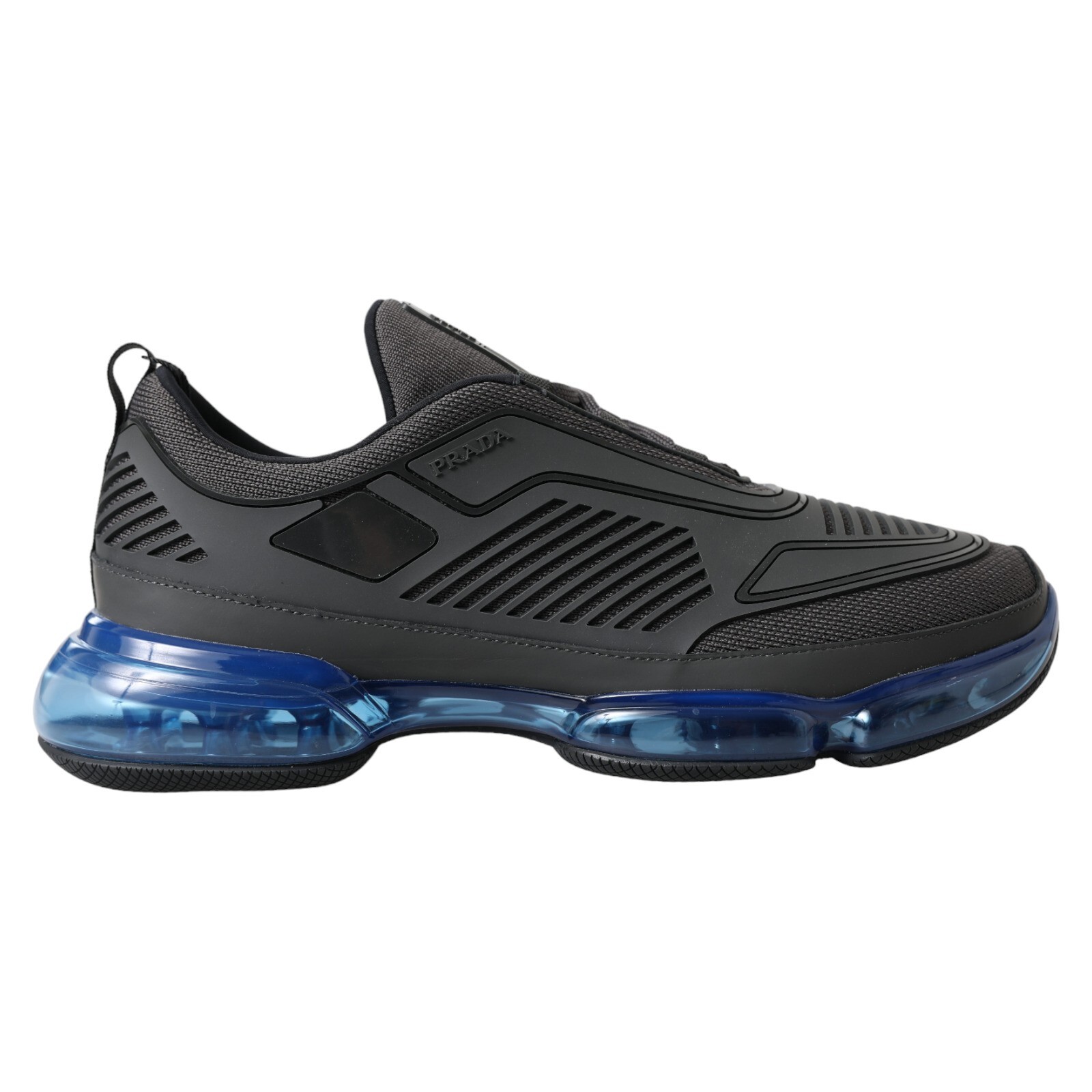 PRADA Shoes 2EG298 Black Blue Rubber Knit Slip On Low Top PRADA Shoes 2EG298 Black Blue Rubber Knit Slip On Low Top