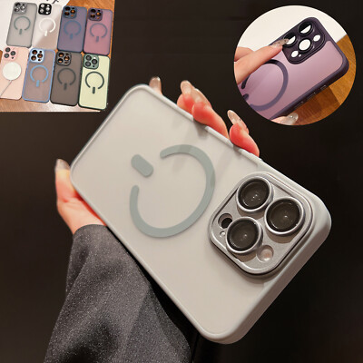 Shockproof Frosted Mag Safe Case For iPhone 16 15 14 13 12 Pro Max w/ Lens Cover