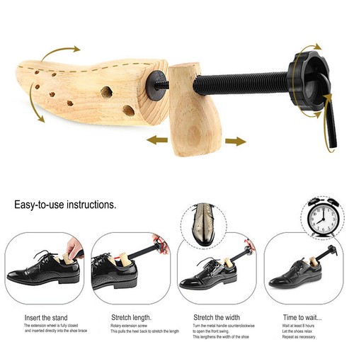 New One Pair 2-way Wooden Adjustable Shoe Stretcher for Men Women Size 9-13