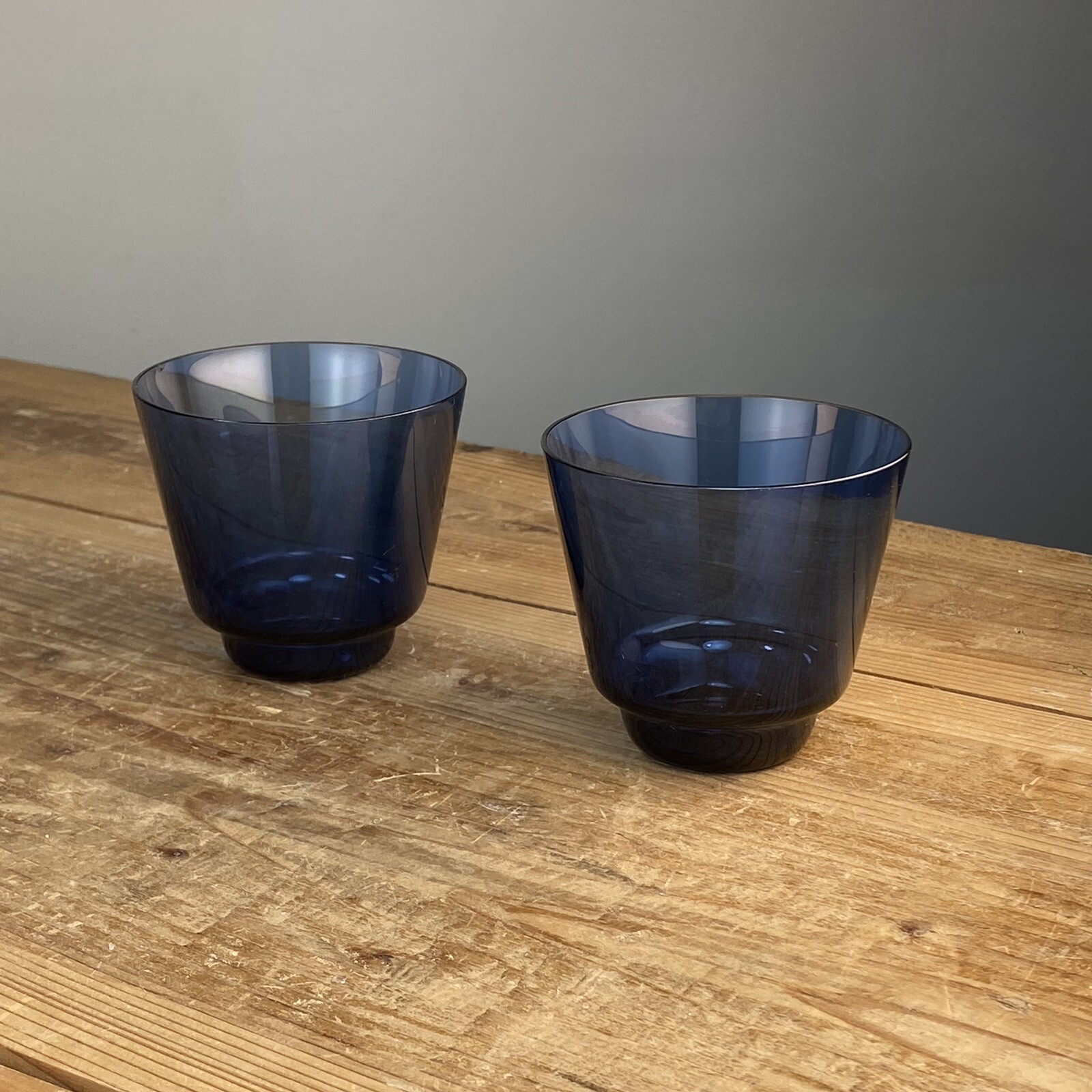 Timo Sarpaneva Iittala i - 106 Linja i Series Short Blue Tumblers Cups Finland