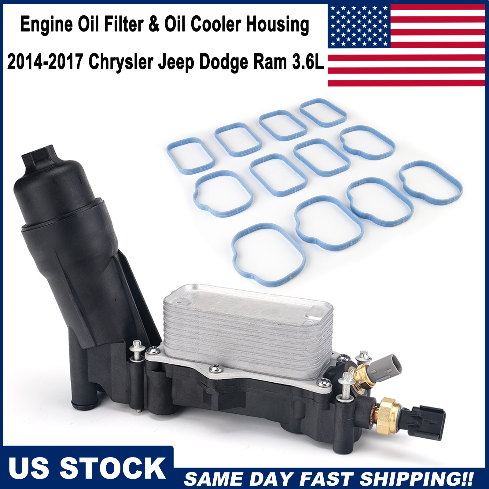 & Oil Cooler Housing For 2014-2017 Chrysler Jeep Dodge V6 3.6l