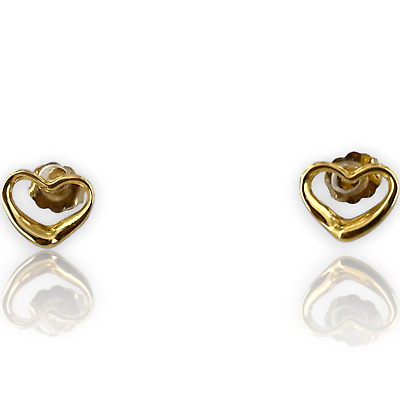Vintage Tiffany Co Mini Open Heart 750 18KT Yellow Gold Stud