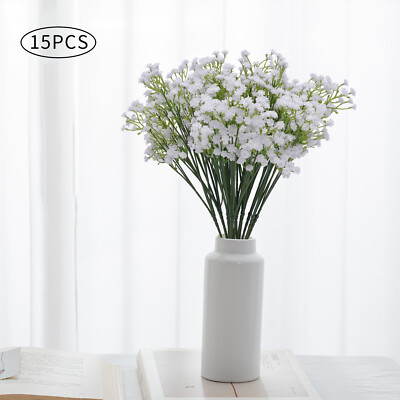 15 PCS White Party Festival Wedding Wreath Decor Artificial Baby Breath Flowers 