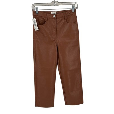 Aritzia Wilfred The Melina Cropped Pant Vegan Leather  Size 2 Epicurean Brown