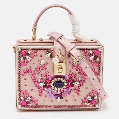 【DOLCE&GABBANA】スモール デボーション グリッター バッグ Small Devotion top-handle bag in Cream for Women