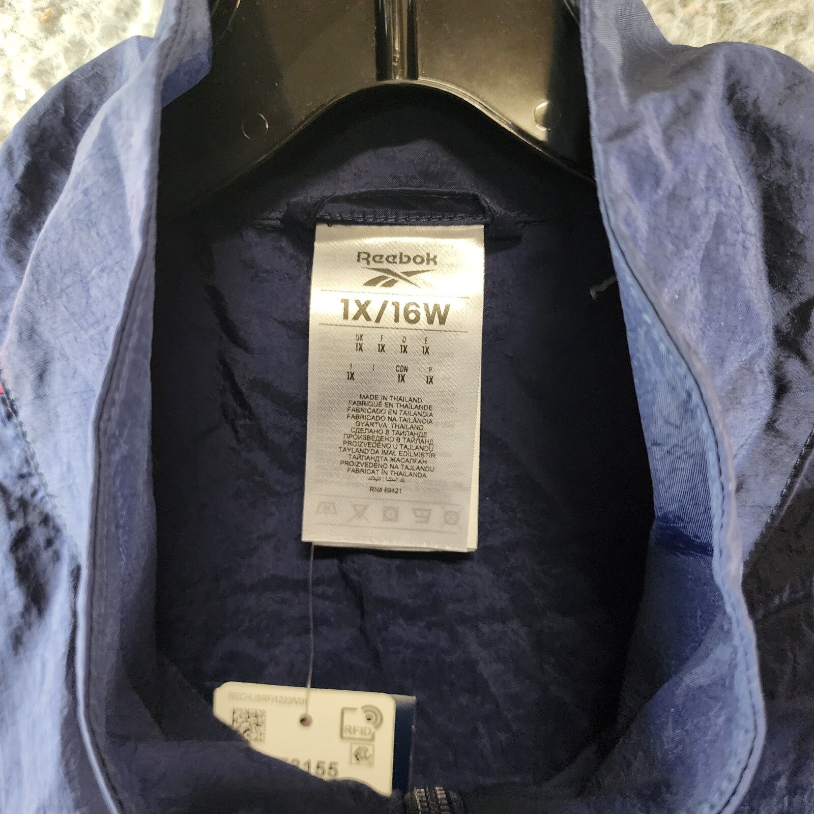 Reebok Plus Size Zip-Front Long-Sleeve Colorblocked Jacket Women's 1X 16W Navy - Picture 5 of 14