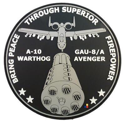 USAF a-10 warthog peace through superior firepower PVC GAU-8/A rubber hook patch