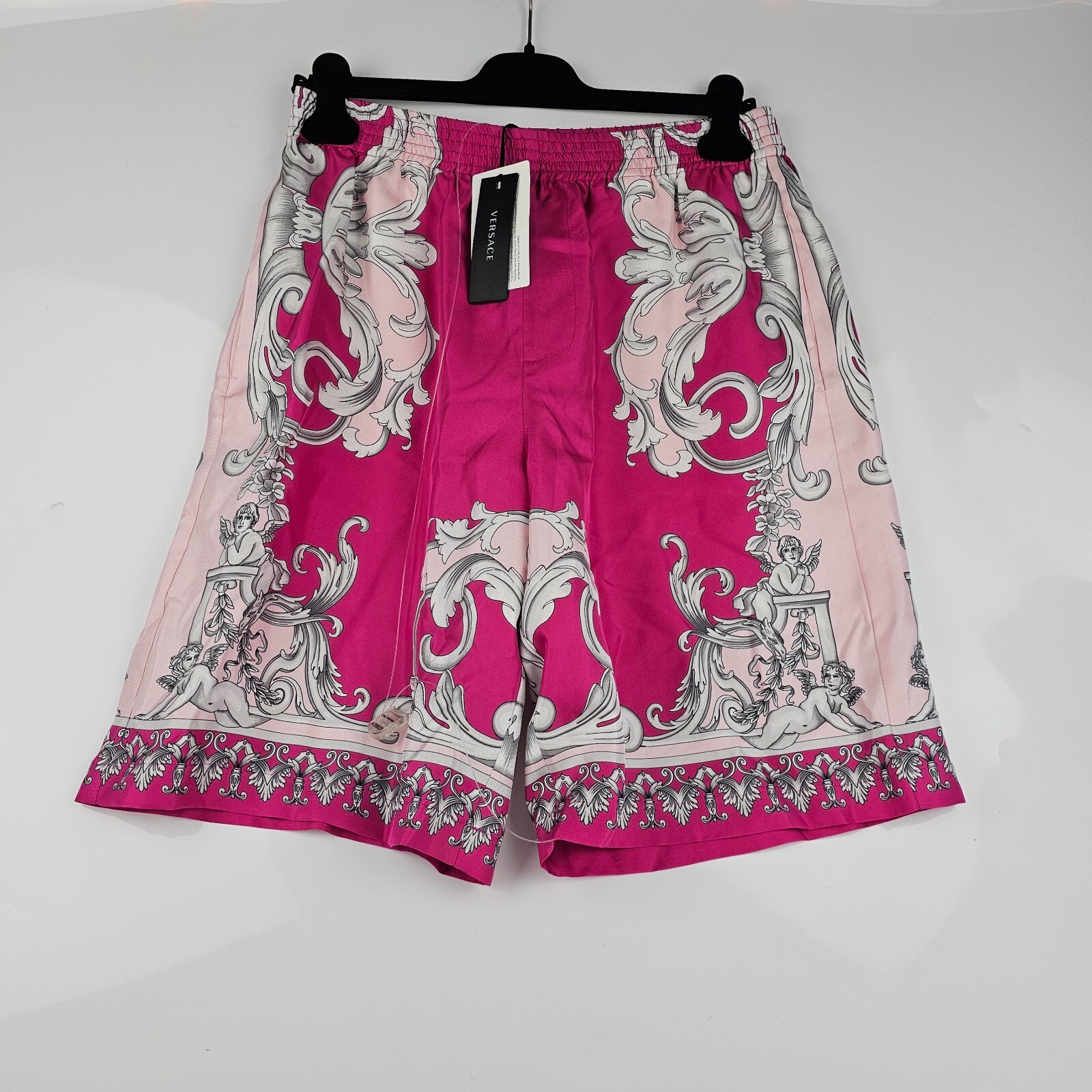VERSACE Pink Baroque Print Silk Shorts New Size IT48/M | eBay