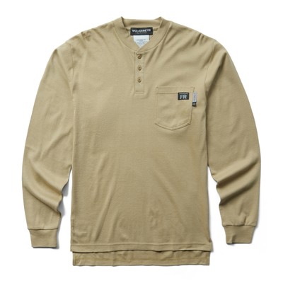 

Росомаха Мужчины FR с длинным рукавом Henley Khaki  Henley Рубашки Хлопок