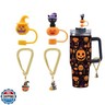 Stanley Cup Accessories Set with 2 Pcs Halloween Straw Covers, Pumpkin Straw Toppers for Stanley Cups, 2pc Cup Accessories Charms for Stanley 30and40 Oz Tumbler Cup with Handle