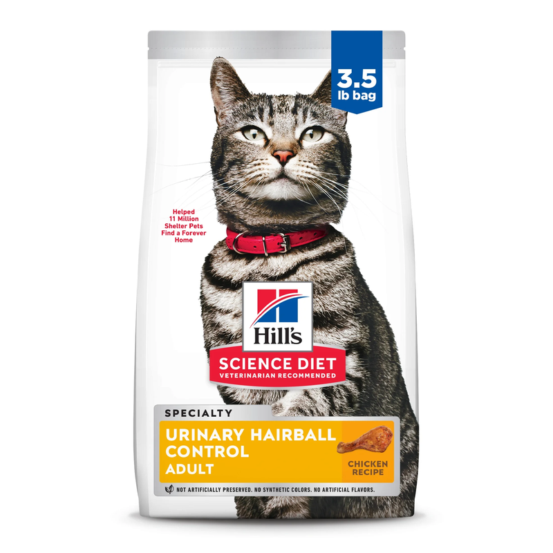 Urinary & Hairball Control Chicken Dry Cat Food, 3.5Lb Bag