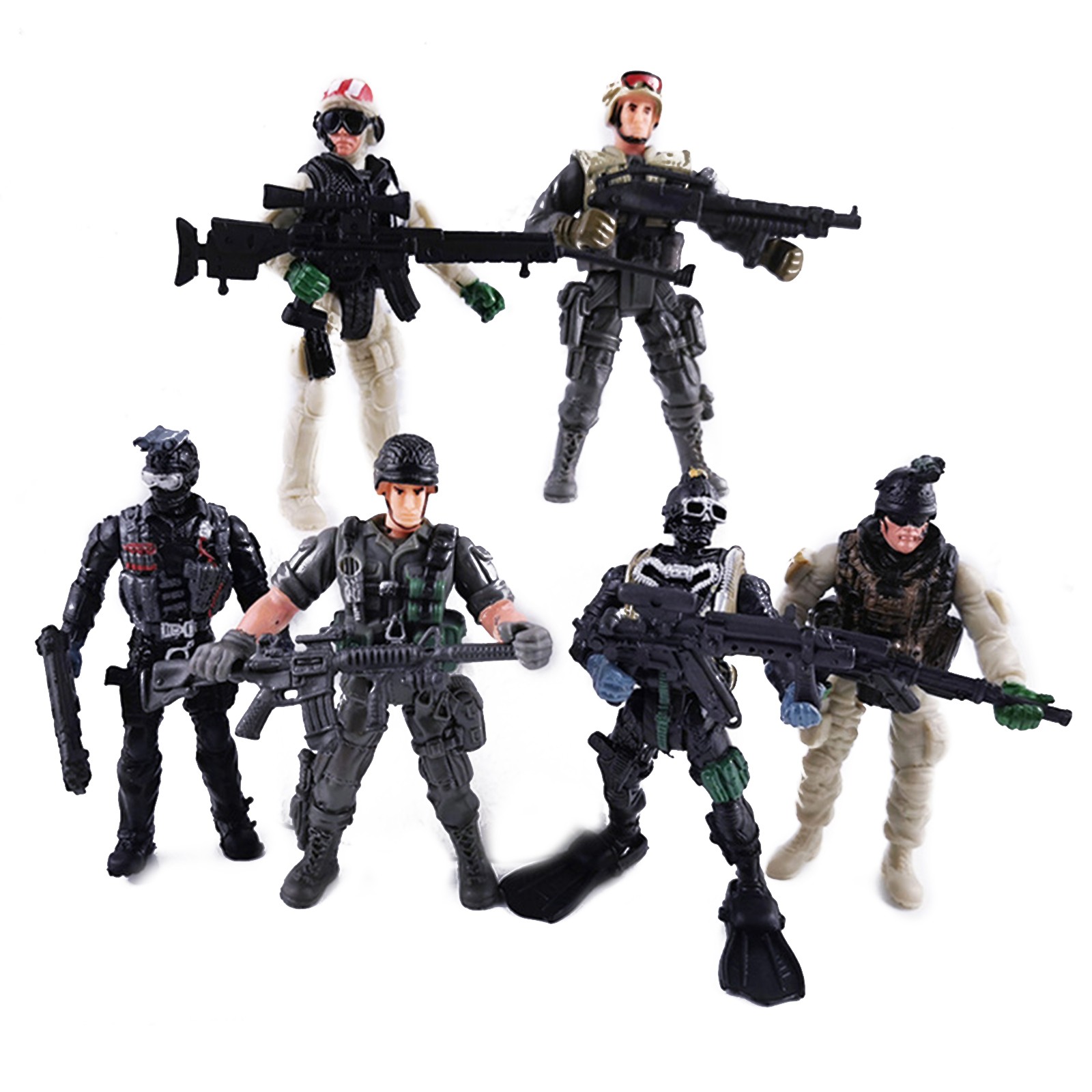 6Pack 1/18 Plastic Special Force Action Figures 10cm Army Men