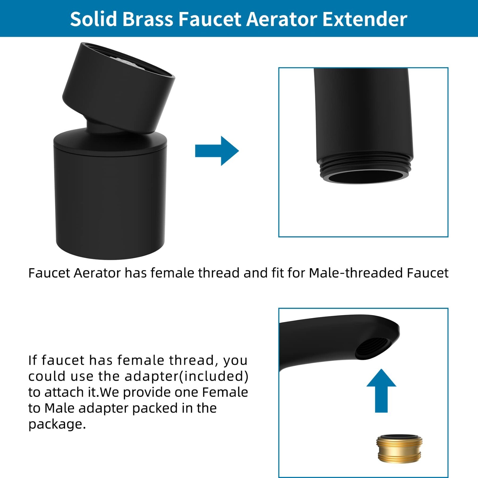 Faucet Aerator, 360° Swivel Kitchen Sink Aerator, Dual-function 2-Flow Sprayer