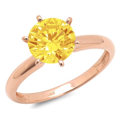 Pre-owned Pucci 1ct Round Simulated Yellow Diamond Engagement Wedding Promise Ring 14k Rose Gold