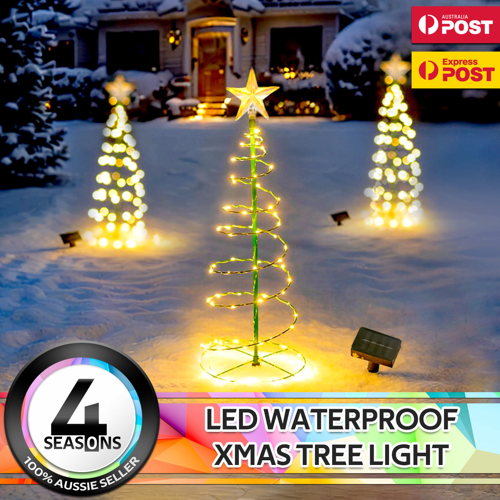Outdoor Waterproof Christmas Tree  Solar Lights Garden Jingle Party Decor Star