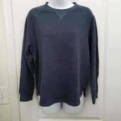 ED By Ellen DeGeneres Womens Sweatshirt Blue Crew Neck Long Sl...