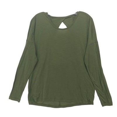 LULULEMON Get Set Long Sleeve Shirt Green Open Back Luon Fabric Est. LARGE