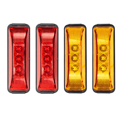 4PC Amber 3LED Side Marker Lights RV Truck Trailer Clearance Light Waterproof US
