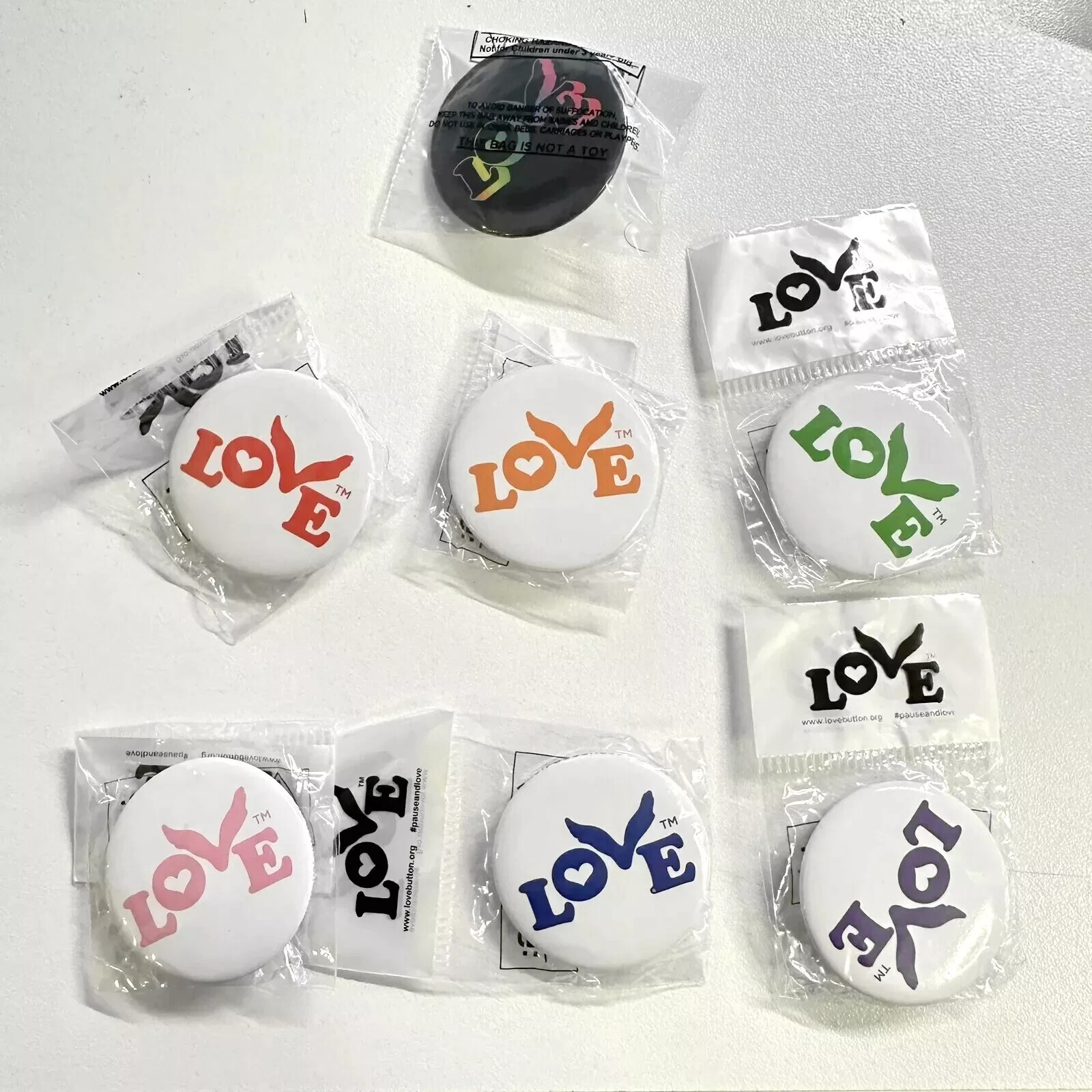 Coldplay Love Buttons/Pin Complete set (x7=6+1 rainbow
