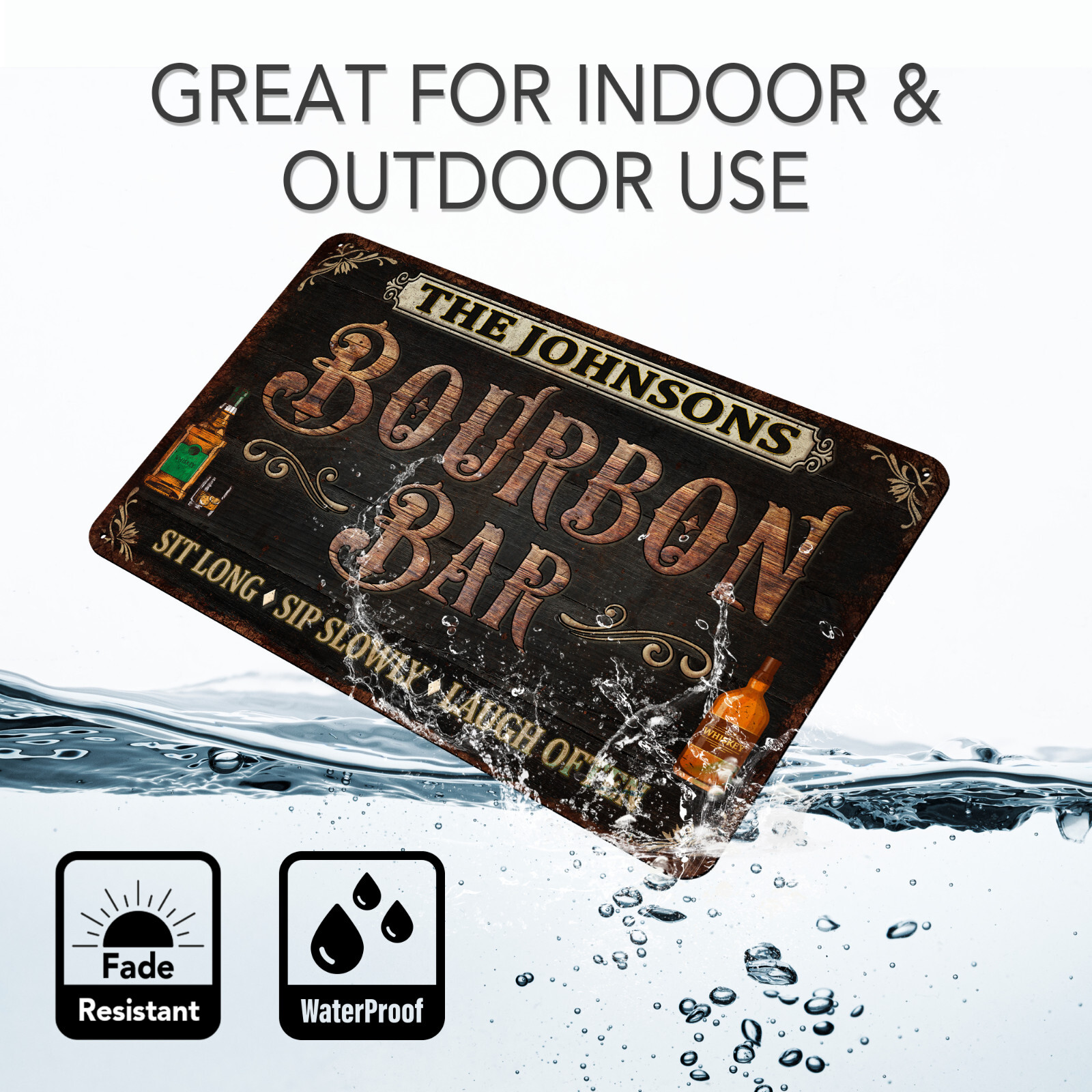 Custom Bourbon Bar Sign Home Bar Decor Metal Sign Tavern Speakeasy 108122002185