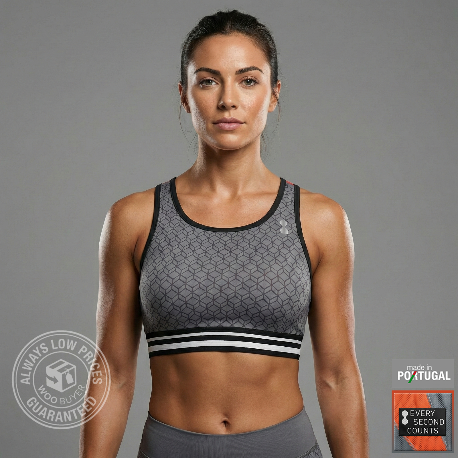 ESC Startline / Womens Sports Bra Padded Seamless Yoga Vest Crop Top / Grey / XS