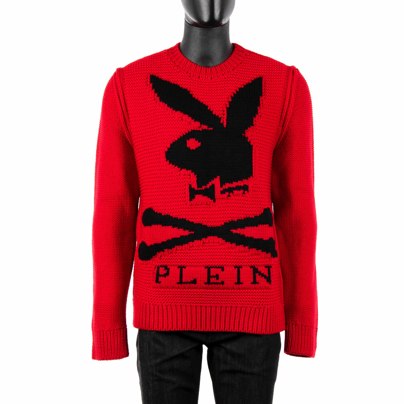 PHILIPP PLEIN x PLAYBOY Шерстяной свитер с логотипом Skull Bunny Logo Красный Черный 08392