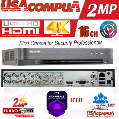 Hikvision 2MP 16CH DVR DS-7216HGHI-K1 4K-UHD + 2CH IP Record 1080p Lite H.265 