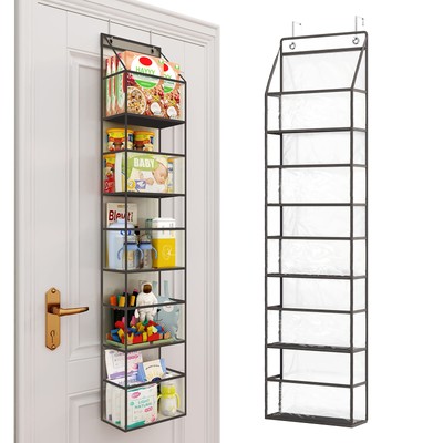Over The Door Hanging Pantry Organizer 5-Shelf Room Organizer with Clear Plas...