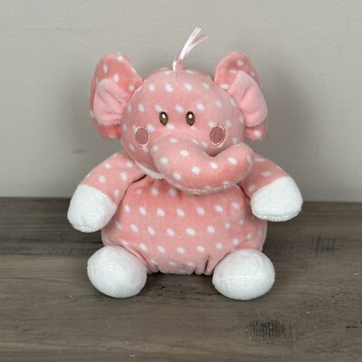 Baby Ganz Pink Polka Dot Elephant Plush Rattle Infant Security Lovey Soft 7 