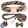 HSIGIO Dog Collar and Leash Set Adjustable Girls Puppy Floral Collars with Bow Tie for Small Medium Large Dogs(L, Feather)