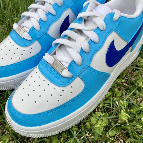 Pre-owned Nike Air Force 1 Custom Shoes Low Two Tone Blue Light Dark Men Women Kids Sizes