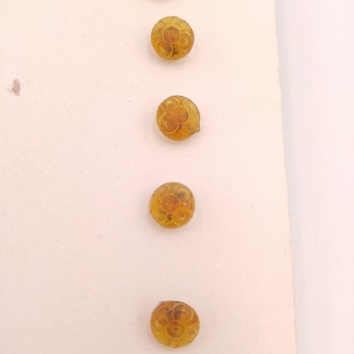 Mixed Lot of 26 Vintage Glass Buttons - Clear Blue Green Orange Pattern Textured