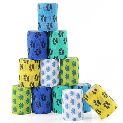 24 Rolls Elastic Cohesive Bandage Vet Wrap Self Adherent Wrap Vet Tape 7.5cm