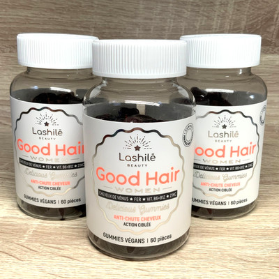 LASHILE Good Hair women ANTI-CHUTE DE CHEVEUX Lot 3 X 60 gummies - 04/26