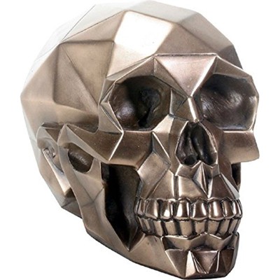 Bronze Polygon Shaped Human Skull Figurine Skeleton Halloween Decoration New