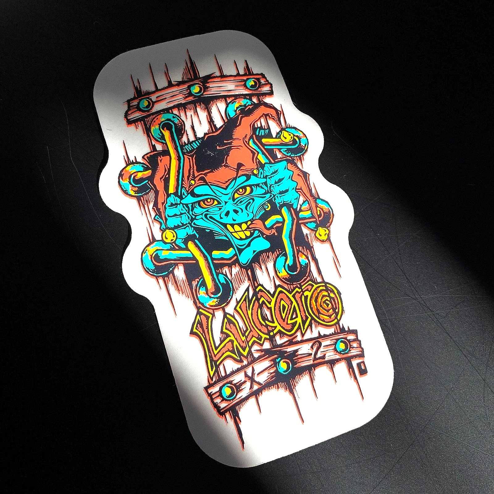 VINTAGE John LUCERO Skateboard Sticker Zombie Skateboarding Die Cut NOS large