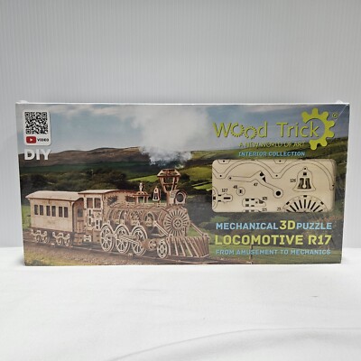 Mechanical Wood Trick Wooden 3D puzzle Locomotive R17 Train, New Sealed