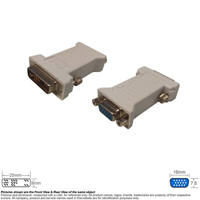 Adapter Video DVI 12 +5 17 Pin Analog Male VGA D-Sub HD 15 Pin HD15 Female