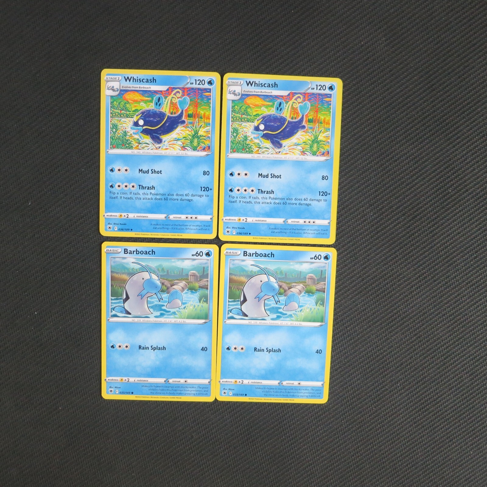 2x Whiscash 036/189 Barboach 035/189 Astral Radiance Pokemon