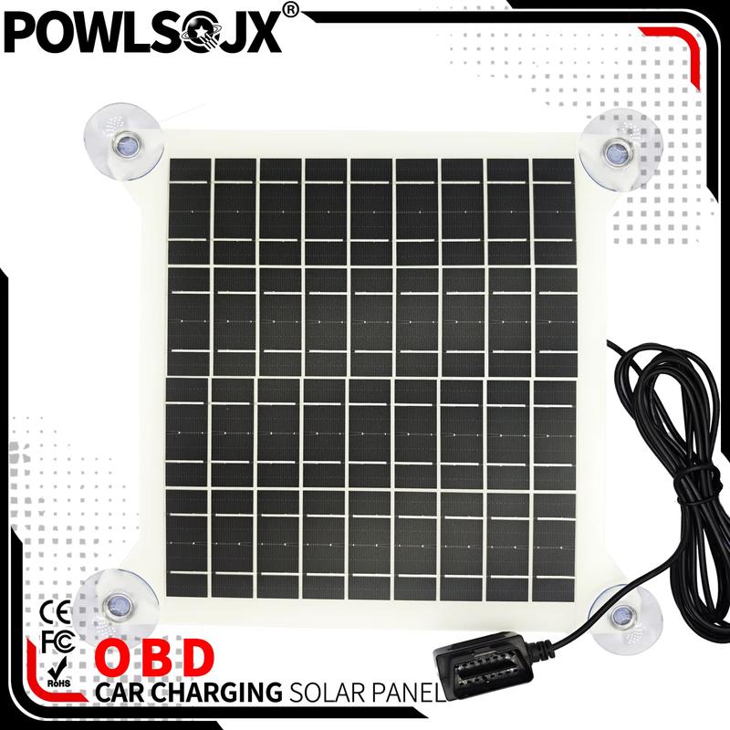 POWLSOJX OBD Solar Panel for 12V Car Battery Charging – No Controller Needed Fl