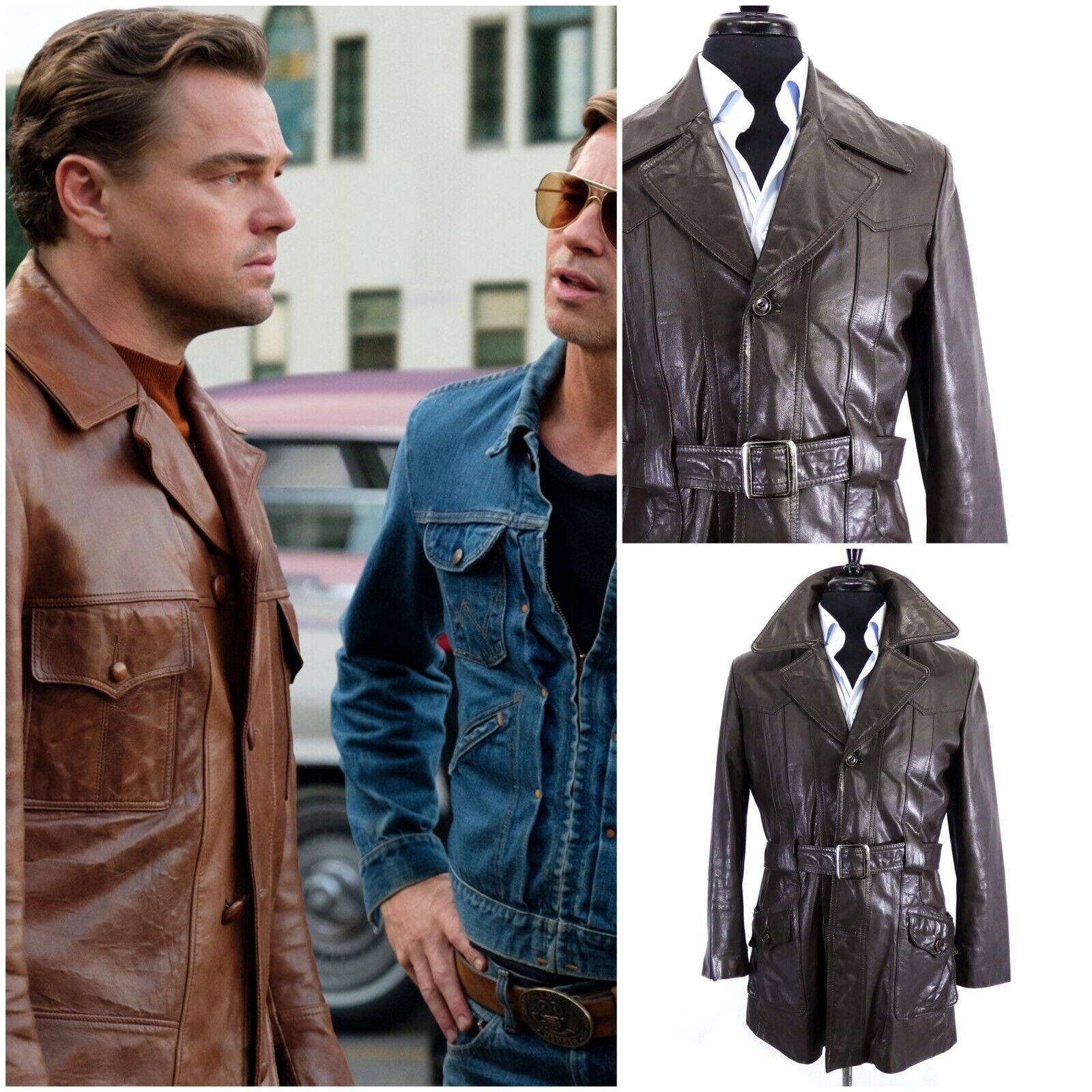 Leather Norfolk Jacket Vintage 60's Cowhide Belted Mens 38 Leather Norfolk Jacket Vintage 60's Cowhide Belted Mens 38