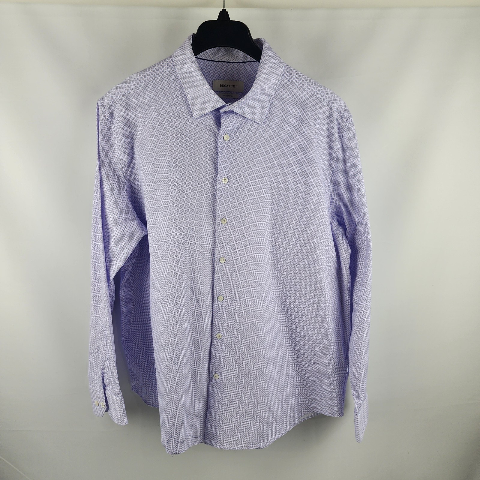 Bugatchi Dress Shirt Mens XXL Pink Blue 8-Way Geometric Stretc...