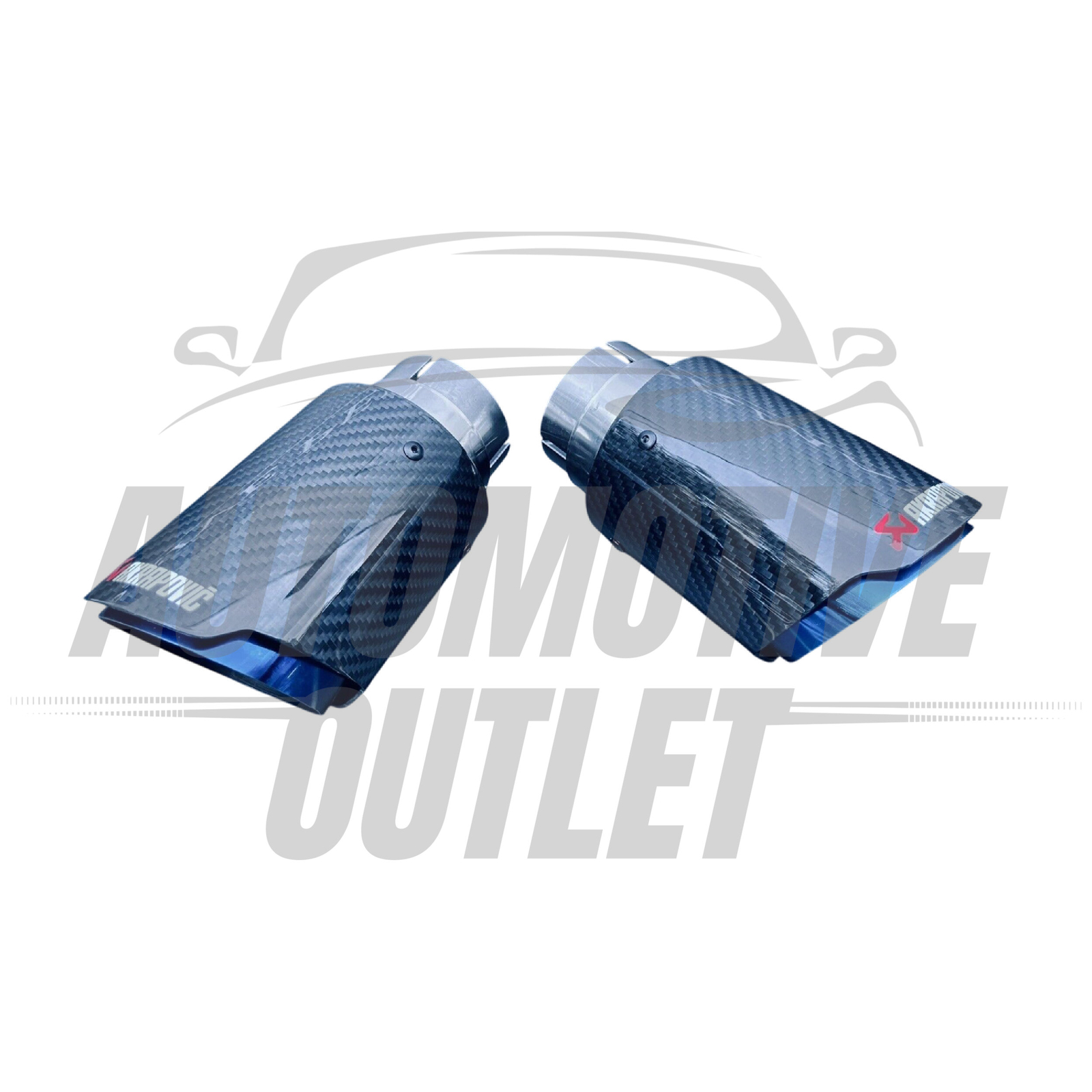 2X AKRAPOVIC EXHAUST TIPS 4" OUTLET BLUE & BLACK CARBON FIBRE UNIVERSAL 4
