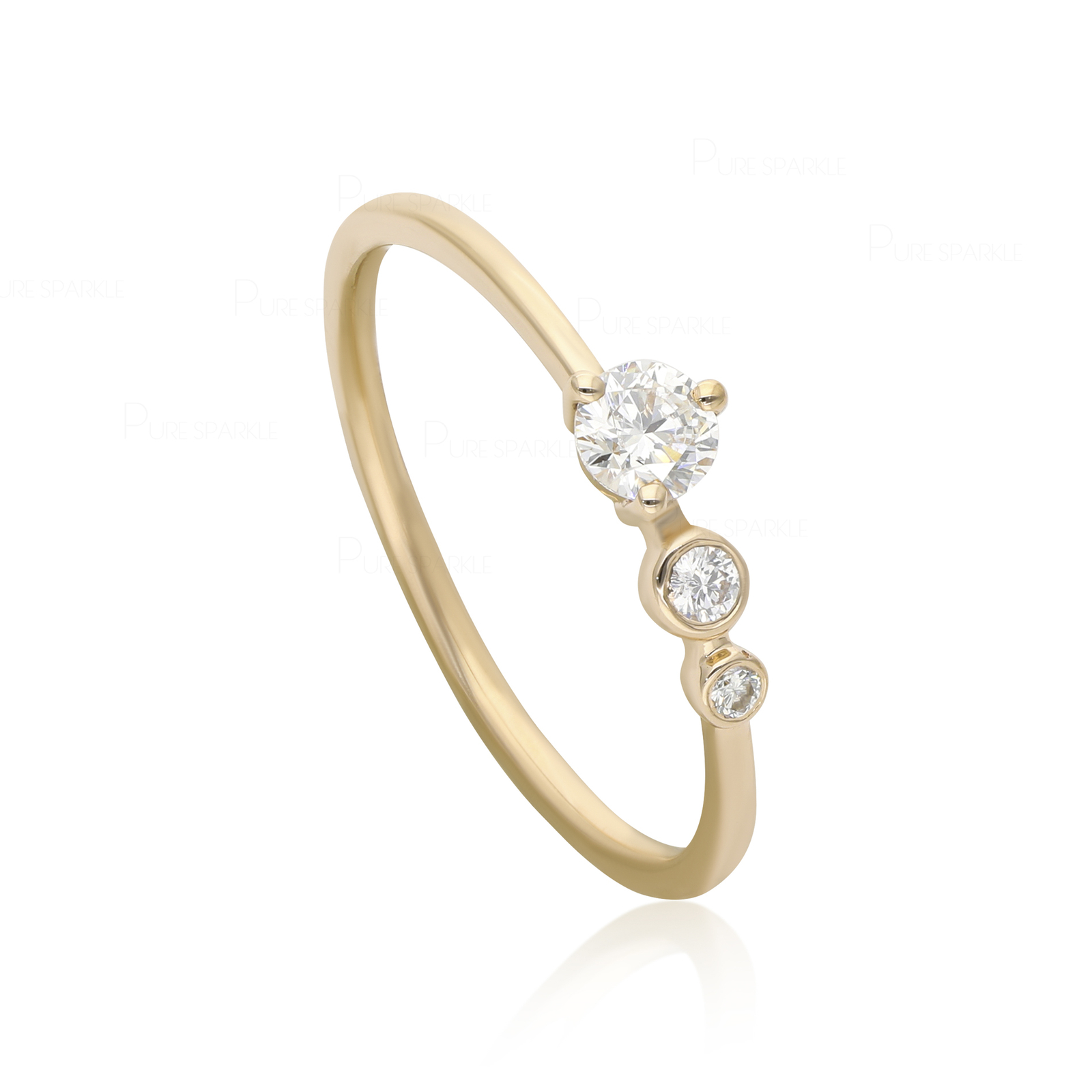 14K Gold Lab-Created Diamond Asymmetrical Engagement Ring Fine Jewelry