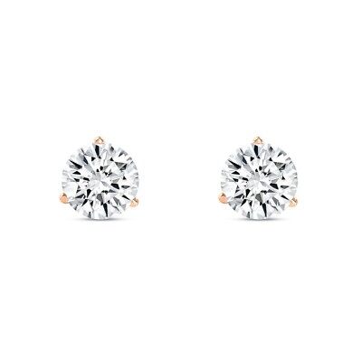 Pre-owned Shine Brite With A Diamond 5 Ct Round Earrings Studs Solid 14k Rose Gold Brilliant Cut Push Back Martini In White/colorless