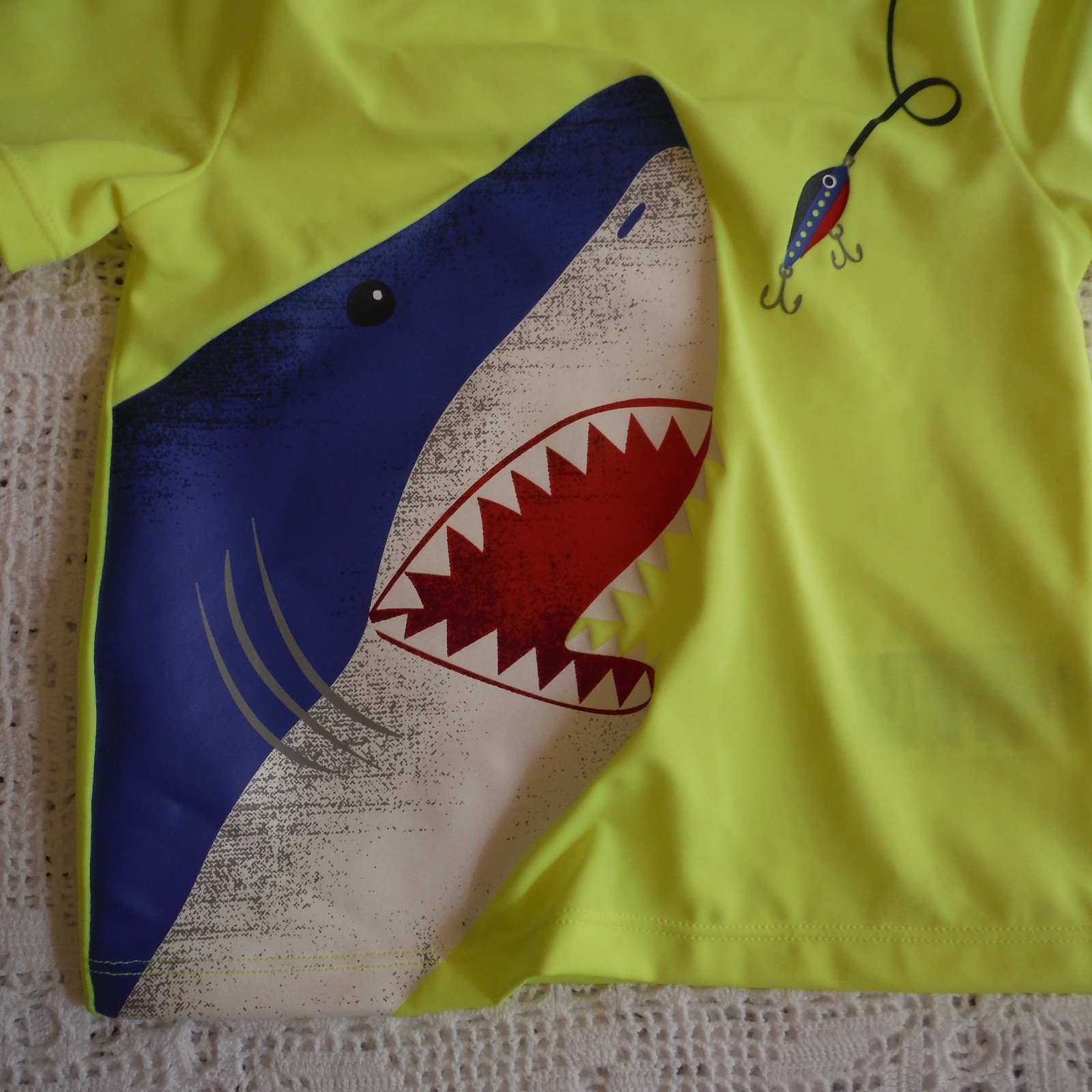 Yellow shark Rash Guard Boys size 12-18 months Old Navy  swim top  new