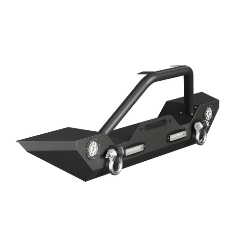 For 07-24 Jeep Wrangler JK JL Gladiator JT Front Bumper w/LED Lights Winch Plate