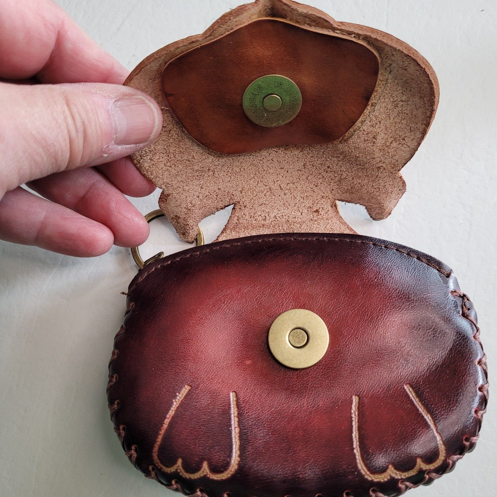 FOX Genuine Leather Wristlet Wallet Change Coin Purse Zip Closure Foxy Charm